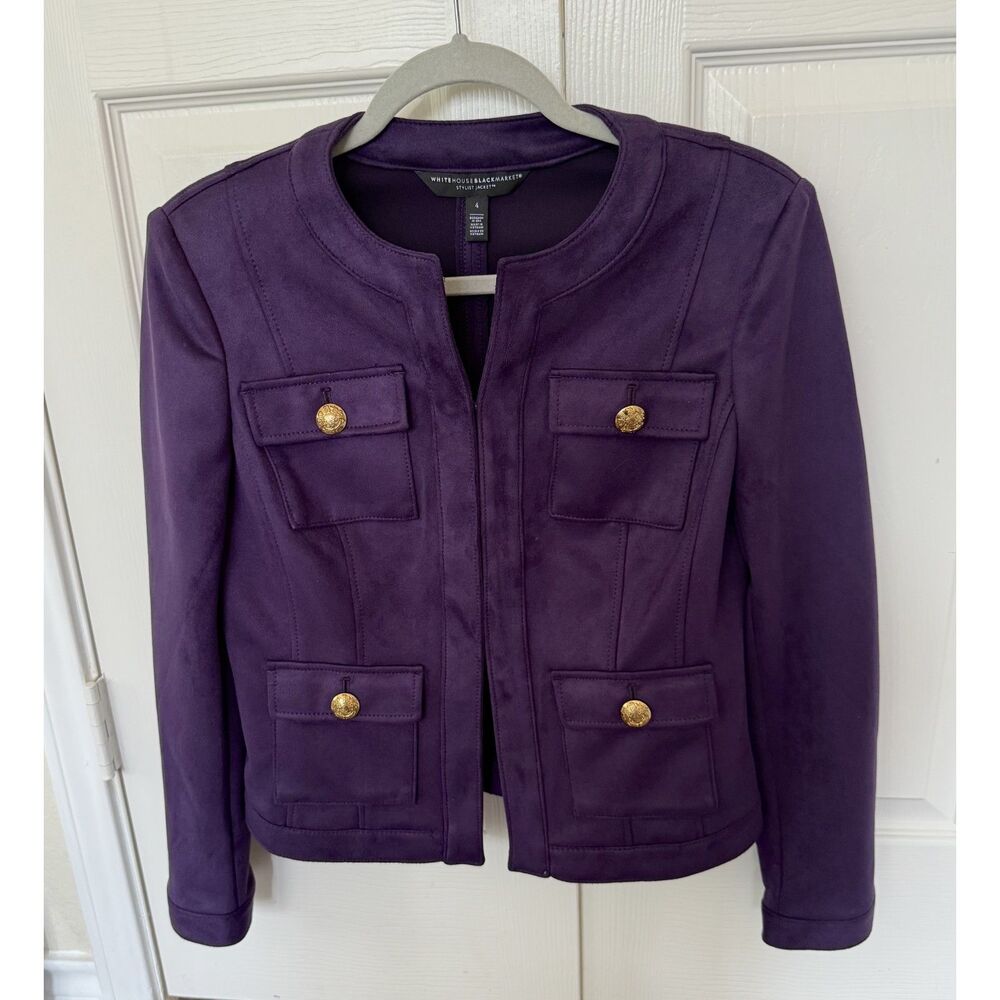 White House Black Market Ultra Suede Stylist Jack in Deep Amethyst - Size 4